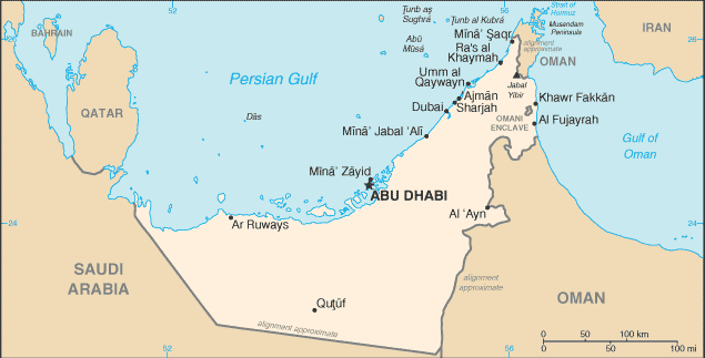 map of United Arab Emirates